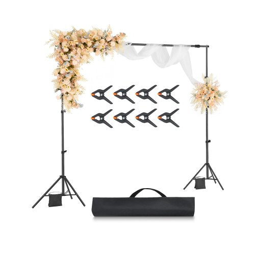VEVOR Backdrop Stand, 7 x 10 ft Adjustable Photo Backdrop Stand Kit, Portable Background Backdrop Stand with 3 Crossbars, Heavy Duty Projector Screen Stand, for Wedding, Photo Video Studio & Party - BJJ2KLJ710FT8206YV0 - view 2