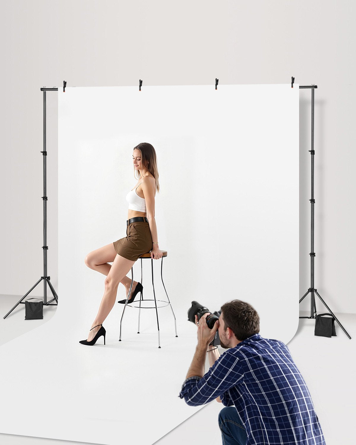 VEVOR Backdrop Stand, 7 x 10 ft Adjustable Photo Backdrop Stand Kit, Portable Background Backdrop Stand with 3 Crossbars, Heavy Duty Projector Screen Stand, for Wedding, Photo Video Studio & Party - BJJ2KLJ710FT8206YV0 - view 3