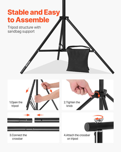 VEVOR Backdrop Stand, 7 x 10 ft Adjustable Photo Backdrop Stand Kit, Portable Background Backdrop Stand with 3 Crossbars, Heavy Duty Projector Screen Stand, for Wedding, Photo Video Studio & Party - BJJ2KLJ710FT8206YV0 - view 5