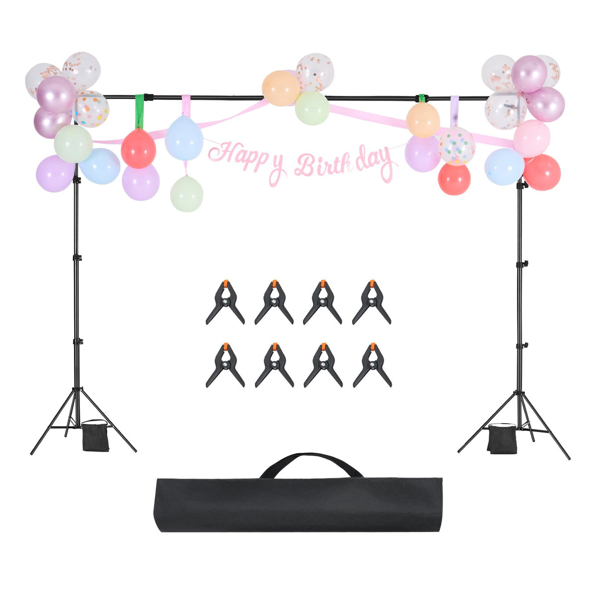 VEVOR Backdrop Stand, 7 x 10 ft Adjustable Photo Backdrop Stand Kit, Portable Background Backdrop Stand with 3 Crossbars, Heavy Duty Projector Screen Stand, for Wedding, Photo Video Studio & Party - BJJ2KLJ710FT8206YV0 - view 10