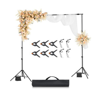 VEVOR Backdrop Stand, 8.5 x 10 ft Adjustable Photo Backdrop Stand Kit, Portable Background Backdrop Stand with 2 Tripods, Heavy Duty Projector Screen Stand, for Wedding, Photo Video Studio & Party - BJJ2KLJ8510FOVLKXV0 - view 2