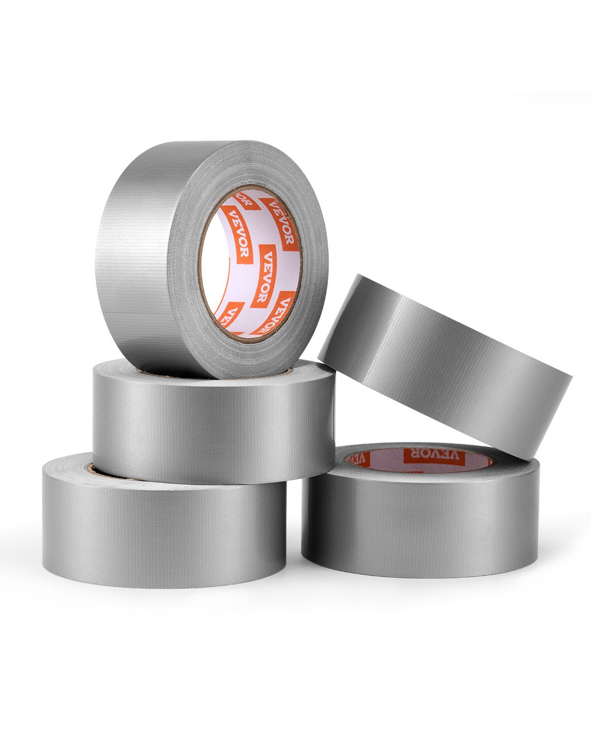 VEVOR 5-Pack Duct Tape, 2 in x 30 Yards, No Residue Strong Adhesive Waterproof Temperature-Resistant Heavy Duty Duct Tape, Tear by Hand, for Indoor Outdoor Repair, Industrial, All Weather, Sliver - BJJD5G30YD2ITR356V0 - view 1
