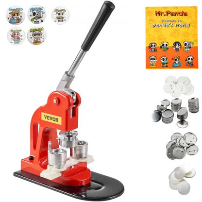VEVOR Button Maker Machine, 25mm (1 inch) Badge Punch Press Kit, Children DIY Gifts Pin Maker, Button Making Supplies with 500pcs Button Parts & Circle Cutter & Magic Book - BJSKXZ25MM500NLRQV0 - view 1