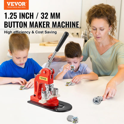 VEVOR Button Maker Machine, 32 mm (1.25 inch) Badge Punch Press Kit, Children DIY Gifts Pin Maker, Button Making Supplies with 500pcs Button Parts & Circle Cutter & Magic Book - BJSKXZ32MM500MZS5V0 - view 2