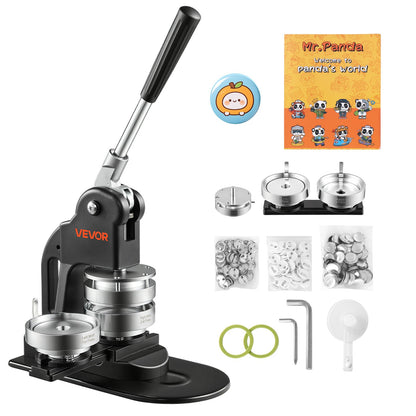 VEVOR Button Maker Machine 3" / 75mm Pin Maker 500pcs Button Parts Black, with Circle Cutter, Magic Book, and Hex Wrenches, Ergonomic Handle, for DIY Badges, Pins, Fridge Magnets and Key Chains - BJSKXZJ75MMSF1VLW002V0 - view 1
