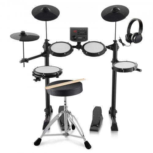 VEVOR Electric Drum Set, 15 Drum Kits & 150 Sounds Electronic Drum Kit, USB MIDI Supported 8 in Quiet Mesh Snare Electric Drum Set with 10 in Cymbals Drum Sticks & Headphone, for Beginners & Adults - BJZJDZGLJZJSL7KN0V1 - view 2