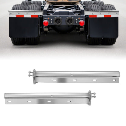 VEVOR Chrome Straight Spring Loaded Mud Flap Hangers, 1-1/8" Bolt Spacing Mudflap Hangers for Semi Trucks, 1 Pair Heavy Duty Semi Truck Mud Flap Hanger Set with Reflective Strips, Silver - BKCDNBDJ118ICS6OP001V0 - view 1