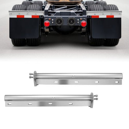 VEVOR Chrome Straight Spring Loaded Mud Flap Hangers, 1-1/8" Bolt Spacing Mudflap Hangers for Semi Trucks, 1 Pair Heavy Duty Semi Truck Mud Flap Hanger Set with Reflective Strips, Silver - BKCDNBDJ118ICS6OP001V0 - view 2