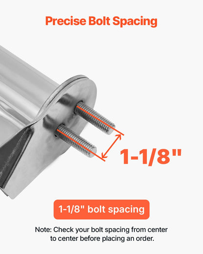 VEVOR Chrome Straight Spring Loaded Mud Flap Hangers, 1-1/8" Bolt Spacing Mudflap Hangers for Semi Trucks, 1 Pair Heavy Duty Semi Truck Mud Flap Hanger Set with Reflective Strips, Silver - BKCDNBDJ118ICS6OP001V0 - view 3