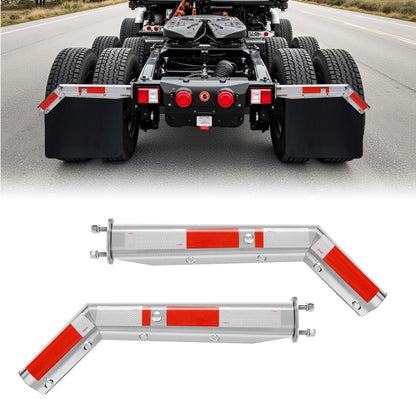 VEVOR Stainless Steel Angled Spring Loaded Mud Flap Hangers, 2-1/2" Bolt Spacing Mudflap Hangers for Semi Trucks, 1 Pair Heavy Duty Semi Truck Mud Flap Hanger Set with Reflective Strips, Silver - BKCDNBDJ212ILJ4FL001V0 - view 1