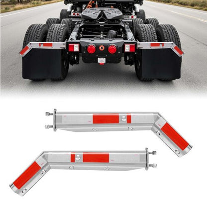VEVOR Stainless Steel Angled Spring Loaded Mud Flap Hangers, 2-1/2" Bolt Spacing Mudflap Hangers for Semi Trucks, 1 Pair Heavy Duty Semi Truck Mud Flap Hanger Set with Reflective Strips, Silver - BKCDNBDJ212ILJ4FL001V0 - view 2