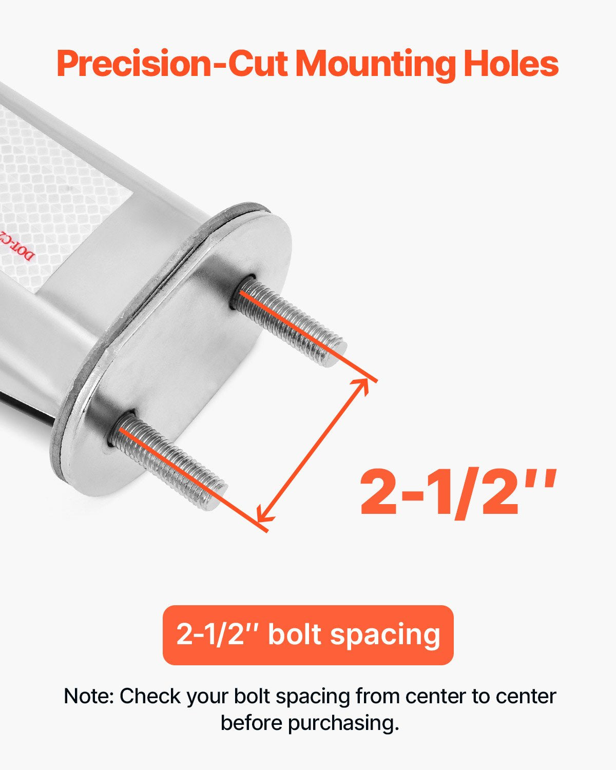 VEVOR Stainless Steel Angled Spring Loaded Mud Flap Hangers, 2-1/2" Bolt Spacing Mudflap Hangers for Semi Trucks, 1 Pair Heavy Duty Semi Truck Mud Flap Hanger Set with Reflective Strips, Silver - BKCDNBDJ212ILJ4FL001V0 - view 3