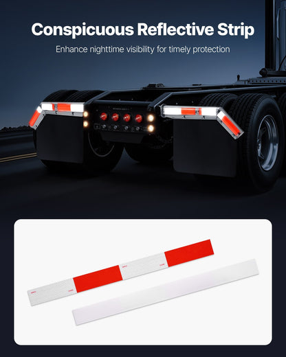 VEVOR Stainless Steel Angled Spring Loaded Mud Flap Hangers, 2-1/2" Bolt Spacing Mudflap Hangers for Semi Trucks, 1 Pair Heavy Duty Semi Truck Mud Flap Hanger Set with Reflective Strips, Silver - BKCDNBDJ212ILJ4FL001V0 - view 6