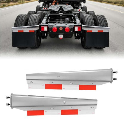 VEVOR Chrome Straight Spring Loaded Mud Flap Hangers, 2-1/2" Bolt Spacing Mudflap Hangers for Semi Trucks, 1 Pair Heavy Duty Semi Truck Mud Flap Hanger Set with Aluminum Reflective Plates, Silver - BKCDNBDJ212IW4ZR2001V0 - view 2