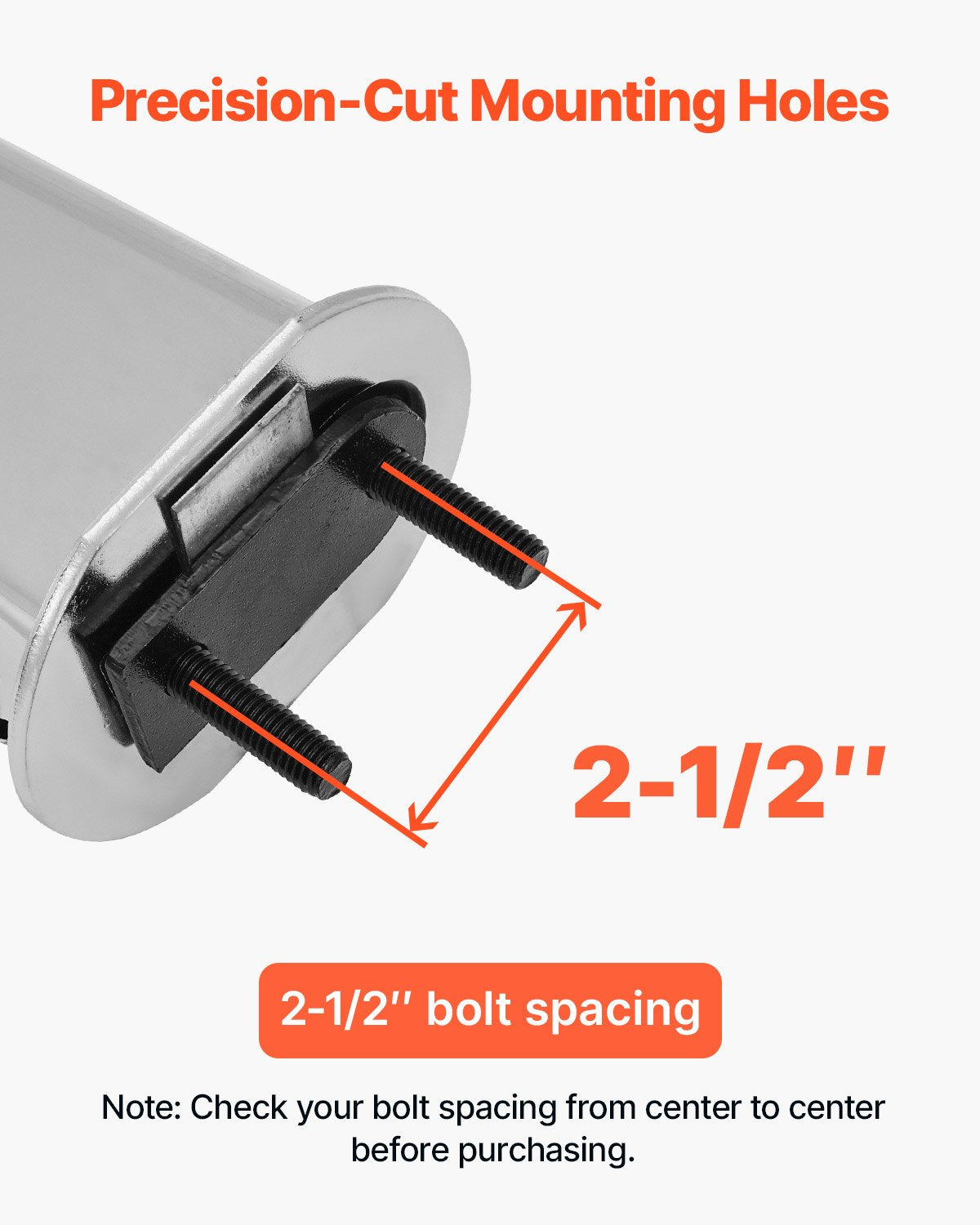 VEVOR Chrome Straight Spring Loaded Mud Flap Hangers, 2-1/2" Bolt Spacing Mudflap Hangers for Semi Trucks, 1 Pair Heavy Duty Semi Truck Mud Flap Hanger Set with Aluminum Reflective Plates, Silver - BKCDNBDJ212IW4ZR2001V0 - view 3