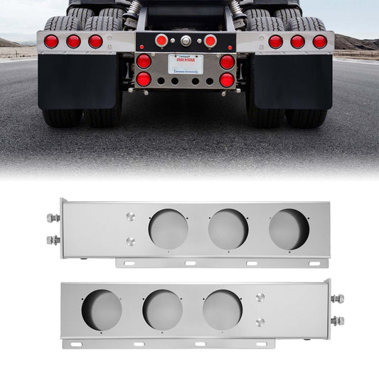 VEVOR Stainless Steel Mud Flap Hangers with Light Cutouts, 2-1/2" Bolt Spacing, Spring Loaded Mudflap Hangers for Semi Trucks, 1 Pair Heavy Duty Semi Truck Mud Flap Hanger Set, Silver - BKCDNBDJ212IW6KL0001V0 - view 1