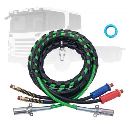 VEVOR 12FT Semi Truck Air Lines Kit, 3-in-1 Air Hoses & ABS Power Line for Semi Truck Trailer Tractor, 7-Way Plug Electrical Cord Cable and Rubber Air Lines Hose Assembly Kit with Hook & Teflon Tape - BKCKQRGTJSHYNJPDRV9 - view 2