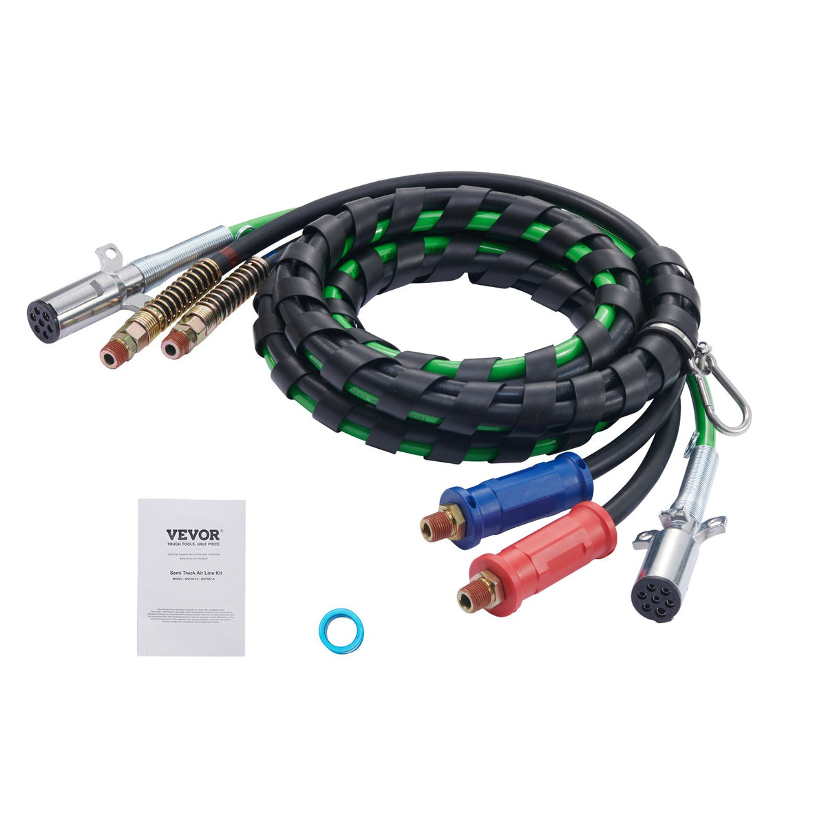 VEVOR 12FT Semi Truck Air Lines Kit, 3-in-1 Air Hoses & ABS Power Line for Semi Truck Trailer Tractor, 7-Way Plug Electrical Cord Cable and Rubber Air Lines Hose Assembly Kit with Hook & Teflon Tape - BKCKQRGTJSHYNJPDRV9 - view 10