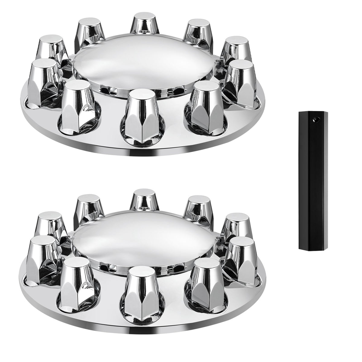 VEVOR Front Axle Wheel Covers, Dome Axle Cover for Semi Truck, ABS Electroplate Rust-Resistant Lug Nut Covers, Universal Fit, Installation Tool Included, Complete Axle Cover Combo Kit - BKCZGTJYDX2FS9XCRV0 - view 1