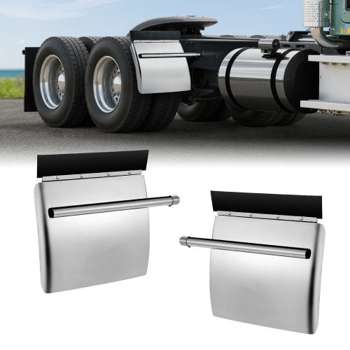 VEVOR Stainless Steel Quarter Fenders for Semi Trucks, 24" x 24" Semi Truck Fenders with Tube Bracket and Mounting Hardware, 1 Pair Right & Left Quarter Fender Set, Fit for Freightliner, Peterbilt - BKDNB2JBXG003KTX2001V0 - view 2