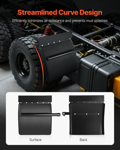 VEVOR Quarter Fenders for Semi Trucks, 24" x 24" Semi Truck Fenders with Tube Bracket and Mounting Hardware, 1 Pair Right & Left Quarter Fender Set, Fit for Freightliner, Peterbilt, Kenworth - BKDNB2JSL000FRNRI001V0 - view 4