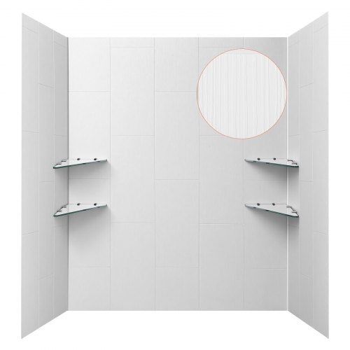 VEVOR Shower Wall Panels, 60" W x 36" D x 75" H, 0.14" (3.5 mm) Thick, 3-Panel Waterproof SMC Shower Surround Kit, Quick Install and Trimmable Bathroom Tub Wall Panel Surround Kit with 4 Glass Shelves - BKLYQHZWHJZMT01YB001V0 - view 2
