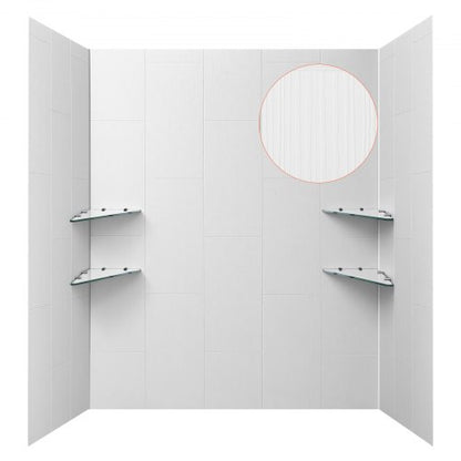 VEVOR Shower Wall Panels, 60" W x 36" D x 75" H, 0.14" (3.5 mm) Thick, 3-Panel Waterproof SMC Shower Surround Kit, Quick Install and Trimmable Bathroom Tub Wall Panel Surround Kit with 4 Glass Shelves - BKLYQHZWHJZMT01YB001V0 - view 2