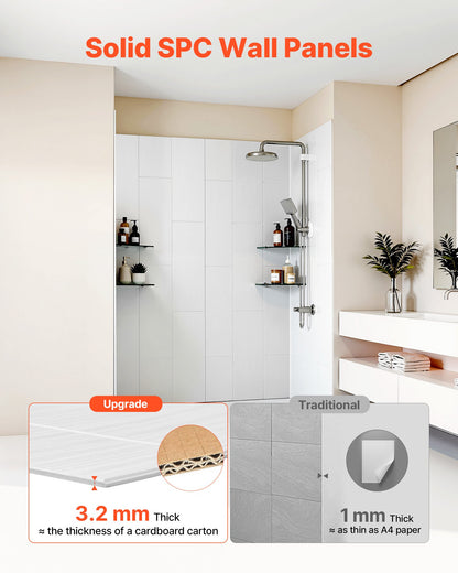 VEVOR Shower Wall Panels, 60" W x 36" D x 75" H, 0.14" (3.5 mm) Thick, 3-Panel Waterproof SMC Shower Surround Kit, Quick Install and Trimmable Bathroom Tub Wall Panel Surround Kit with 4 Glass Shelves - BKLYQHZWHJZMT01YB001V0 - view 5