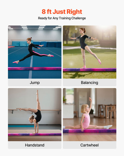 VEVOR 8FT Folding Balance Beam for Kids, 300LBS Stable Support Gymnastics Floor Beam with Non-Slip Mat, Wood-Core Gymnastics Training Equipment with Anti-Slip Bottom & Carry Bag for Home Gym, Galaxy - BKSJPHM8FT4I5V6S9001V0 - view 7