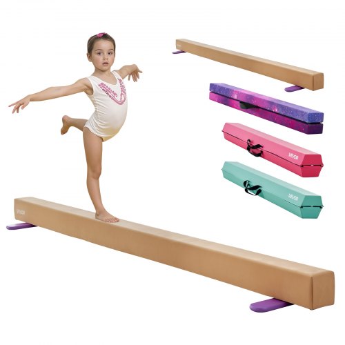 VEVOR 8FT Balance Beam for Kids, 350 LBS Stable Support Gymnastics Floor Beam with Non-Slip Wooden Mats, Wood-Core Gymnastics Training Equipment with Anti-Slip Bottom for Home and Gym, Yellow - BKSJPHM8FT4IC4RXL001V0 - view 2