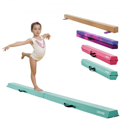 VEVOR 8FT Folding Balance Beam for Kids, 200LBS Stable Support Gymnastics Floor Beam with Non-Slip Mats, Gymnastics Training Equipment with Anti-Slip Bottom and Carrying Bag for Home Gym, Mint Green - BKSJPHM8FT6IAHKQQ001V0 - view 2