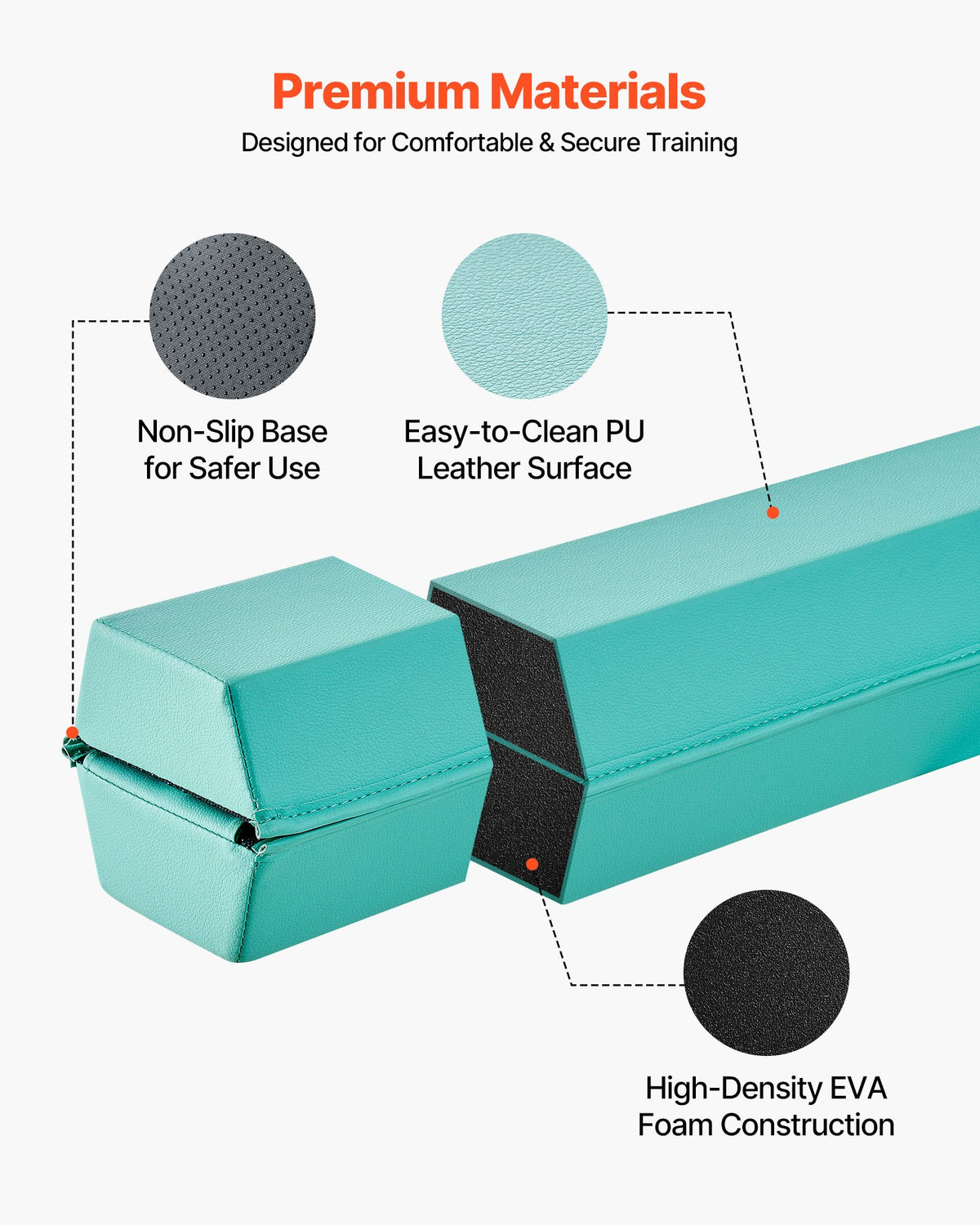 VEVOR 8FT Folding Balance Beam for Kids, 200LBS Stable Support Gymnastics Floor Beam with Non-Slip Mats, Gymnastics Training Equipment with Anti-Slip Bottom and Carrying Bag for Home Gym, Mint Green - BKSJPHM8FT6IAHKQQ001V0 - view 4