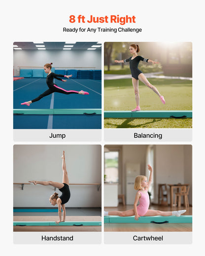 VEVOR 8FT Folding Balance Beam for Kids, 200LBS Stable Support Gymnastics Floor Beam with Non-Slip Mats, Gymnastics Training Equipment with Anti-Slip Bottom and Carrying Bag for Home Gym, Mint Green - BKSJPHM8FT6IAHKQQ001V0 - view 7