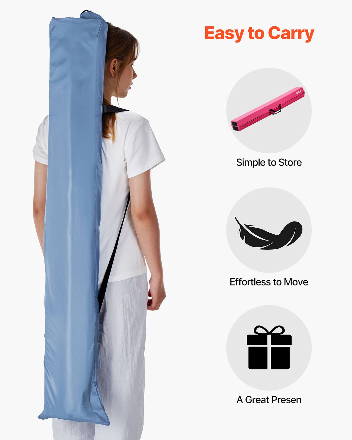 VEVOR 8FT Folding Balance Beam for Kids, 200LBS Stable Support Gymnastics Floor Beam with Non-Slip Mats, Gymnastics Training Equipment with Anti-Slip Bottom and Carrying Bag for Home Gym, Pink - BKSJPHM8FT6IX9DEJ001V0 - view 6