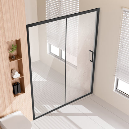 VEVOR Semi-frameless Shower Door, 57.7-59 W x 70 H in, Shower Sliding Glass Door with 1/4 in(6mm) Clear Tempered Glass, Waterproof Shatterproof Stainproof with Stainless Steel Hardware, Matte Black - BKSYMTLYSM60JZDFX001V0 - view 9