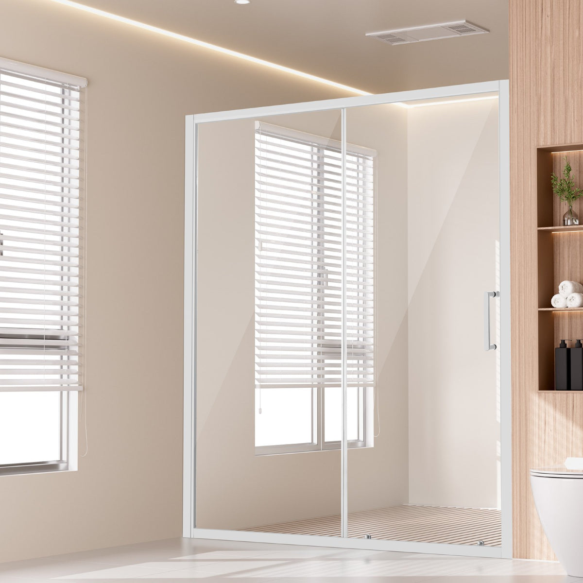 VEVOR Semi-frameless Shower Door, 57.7-59 W x 70 H in, Shower Sliding Glass Door with 1/4 in(6mm) Clear Tempered Glass, Waterproof Shatterproof NANO Stainproof with Stainless Steel Hardware, Chrome - BKSYMTLYSM60WSGFJ001V0 - view 1