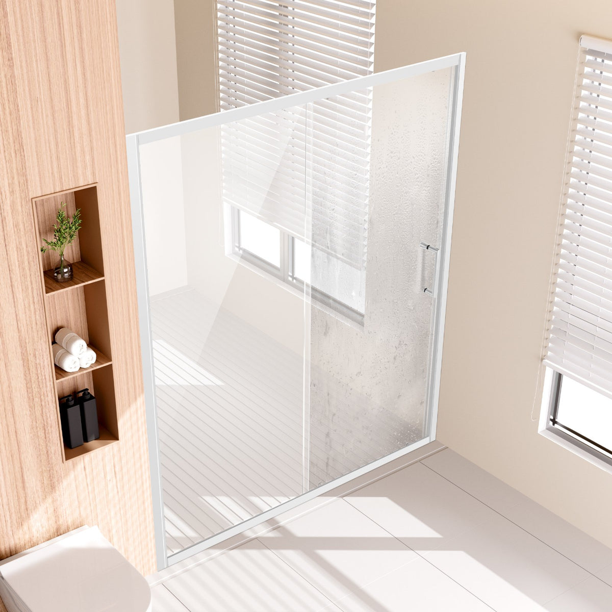 VEVOR Semi-frameless Shower Door, 57.7-59 W x 70 H in, Shower Sliding Glass Door with 1/4 in(6mm) Clear Tempered Glass, Waterproof Shatterproof NANO Stainproof with Stainless Steel Hardware, Chrome - BKSYMTLYSM60WSGFJ001V0 - view 9