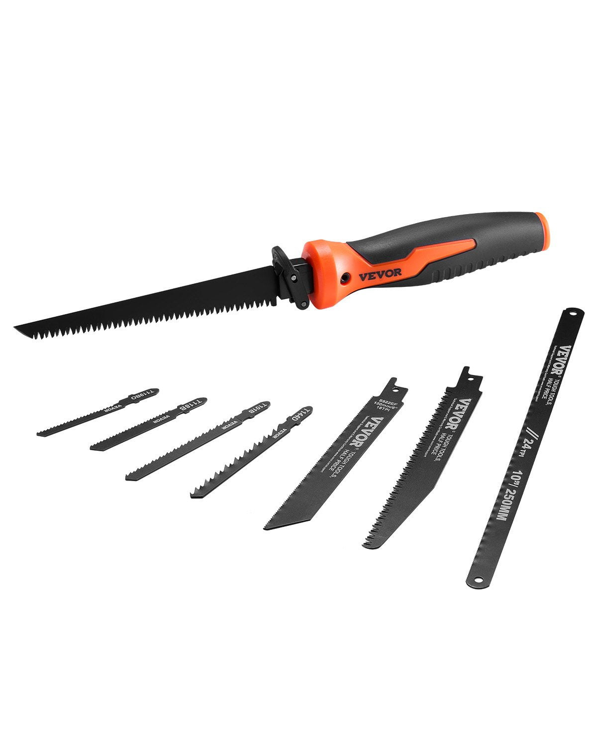 VEVOR Jab Saw, 6 in Keyhole Saw with Soft Grip Handle, 8-In-1 Multi-Blades Drywall Jab Saw, Sharp Jab Saw with Triple Ground Teeth, for Cutting Drywall Wood Metel Plastic Plywood Wallboard Thin Sheet - BKZDSKJ6YC002MCYHV0 - view 1