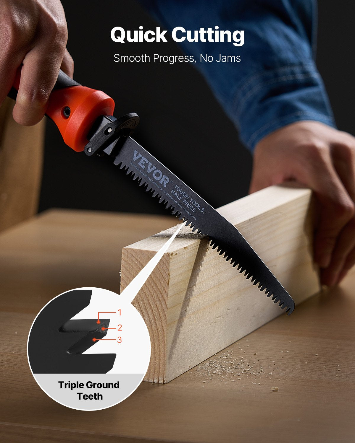 VEVOR Jab Saw, 6 in Keyhole Saw with Soft Grip Handle, 8-In-1 Multi-Blades Drywall Jab Saw, Sharp Jab Saw with Triple Ground Teeth, for Cutting Drywall Wood Metel Plastic Plywood Wallboard Thin Sheet - BKZDSKJ6YC002MCYHV0 - view 5