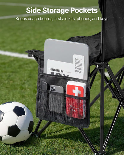 VEVOR Portable Folding Bench, 4 Seat Foldable Soccer Bench with Side Pockets and Carrying Bag, Lightweight Sideline Seating with Back Rest for Football, Baseball, Camping, Outdoor Events, Black - BKZDYDZY4SEAKI8OJ001V0 - view 6