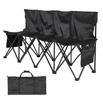VEVOR Portable Folding Bench, 4 Seat Foldable Soccer Bench with Side Pockets and Carrying Bag, Lightweight Sideline Seating with Back Rest for Football, Baseball, Camping, Outdoor Events, Black - BKZDYDZY4SEAKI8OJ001V0 - view 10