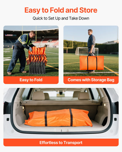 VEVOR Portable Folding Bench, 6 Seat Foldable Soccer Bench with Side Pockets and Carrying Bag, Lightweight Sideline Seating with Back Rest for Football, Baseball, Camping, Outdoor Events, Orange - BKZDYDZY6SEAHY3LG001V0 - view 5