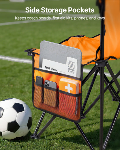 VEVOR Portable Folding Bench, 6 Seat Foldable Soccer Bench with Side Pockets and Carrying Bag, Lightweight Sideline Seating with Back Rest for Football, Baseball, Camping, Outdoor Events, Orange - BKZDYDZY6SEAHY3LG001V0 - view 6