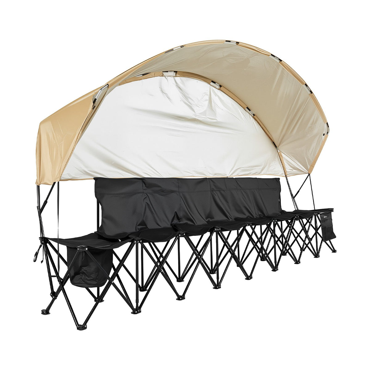 VEVOR Portable Folding Bench, 6 Seat Soccer Bench with Storage Pockets Cup Holders & Carrying Bag, Lightweight Sideline Seating with Sunshade for Football, Baseball, Camping, Outdoor Events, Black - BKZDYDZY6SEAPD3L8001V0 - view 1