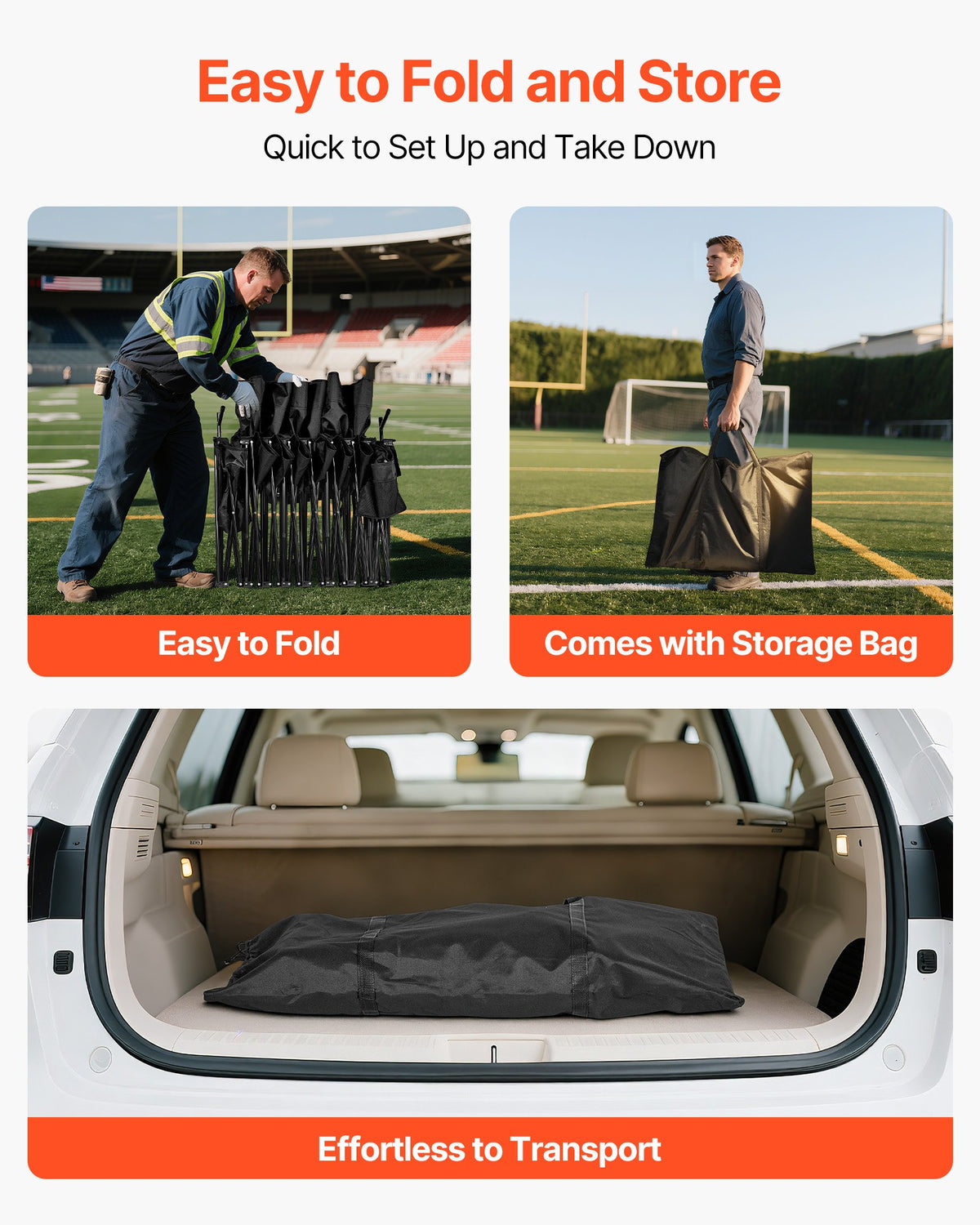 VEVOR Portable Folding Bench, 6 Seat Soccer Bench with Storage Pockets Cup Holders & Carrying Bag, Lightweight Sideline Seating with Sunshade for Football, Baseball, Camping, Outdoor Events, Black - BKZDYDZY6SEAPD3L8001V0 - view 5