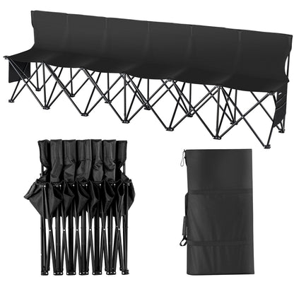 VEVOR Portable Folding Bench, 6 Seat Foldable Soccer Bench with Side Pockets and Carrying Bag, Lightweight Sideline Seating with Back Rest for Football, Baseball, Camping, Outdoor Events, Black - BKZDYDZYDKB6POD7XV0 - view 1