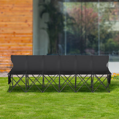 VEVOR Portable Folding Bench, 6 Seat Foldable Soccer Bench with Side Pockets and Carrying Bag, Lightweight Sideline Seating with Back Rest for Football, Baseball, Camping, Outdoor Events, Black - BKZDYDZYDKB6POD7XV0 - view 9