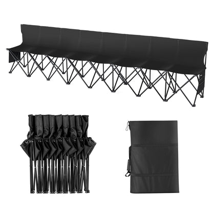 VEVOR Portable Folding Bench, 8 Seat Foldable Soccer Bench with Side Pockets and Carrying Bag, Lightweight Sideline Seating with Back Rest for Football, Baseball, Camping, Outdoor Events, Black - BKZDYDZYDKB84K243V0 - view 1