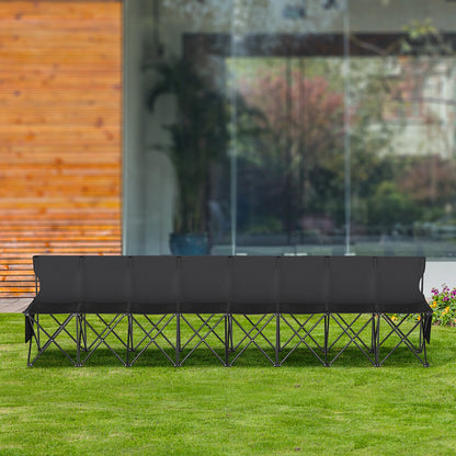 VEVOR Portable Folding Bench, 8 Seat Foldable Soccer Bench with Side Pockets and Carrying Bag, Lightweight Sideline Seating with Back Rest for Football, Baseball, Camping, Outdoor Events, Black - BKZDYDZYDKB84K243V0 - view 9