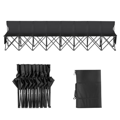 VEVOR Portable Folding Bench, 8 Seat Foldable Soccer Bench with Side Pockets and Carrying Bag, Lightweight Sideline Seating with Back Rest for Football, Baseball, Camping, Outdoor Events, Black - BKZDYDZYDKB84K243V0 - view 10